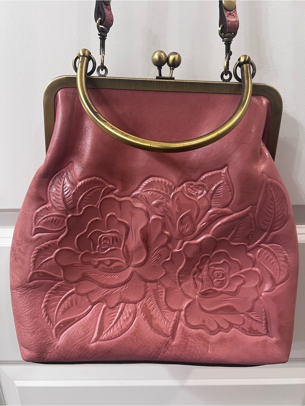 EUC Patricia Nash Novella Frame Crossbody Bag, Pink
